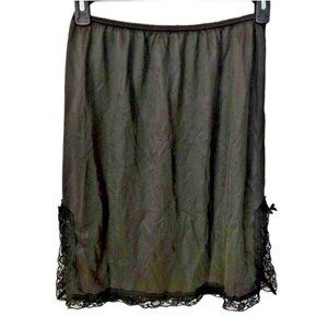 Antron Nylon 23" Figurfit Slip Lace Hem Side Slits With Bows 1970s